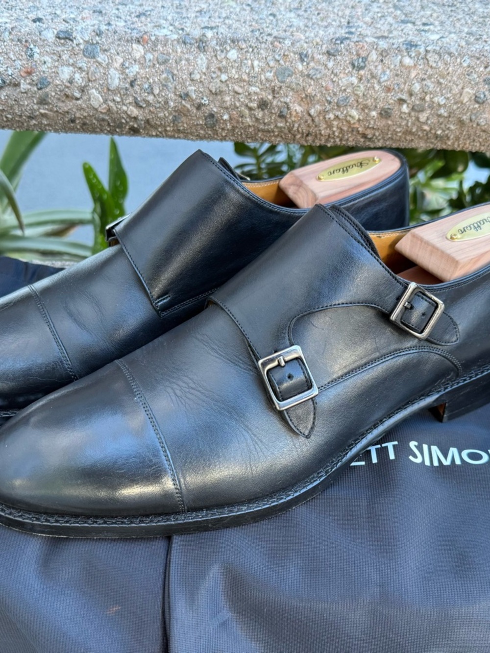 Beckett Simonon Black Double Monk Strap Oxfords